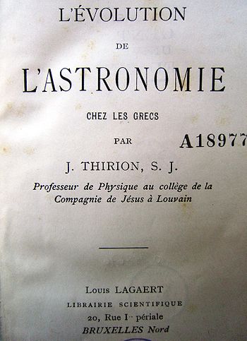 Voorblad L’evolution de l’astronomie chez les Grecs.jpg